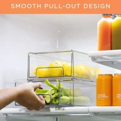 Sorbus Clear Stackable Pull Out Refrigerator Organizer Bins - for Kitchen, Refrigerator, Freezer, Organization and Storage