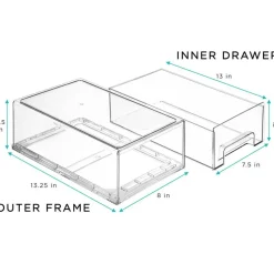 Sorbus Clear Stackable Pull Out Refrigerator Organizer Bins - for Kitchen, Refrigerator, Freezer, Organization and Storage