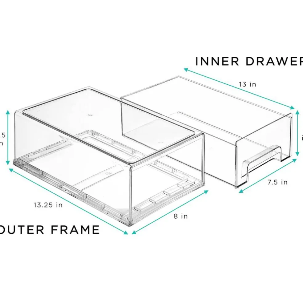 Sorbus Clear Stackable Pull Out Refrigerator Organizer Bins - for Kitchen, Refrigerator, Freezer, Organization and Storage