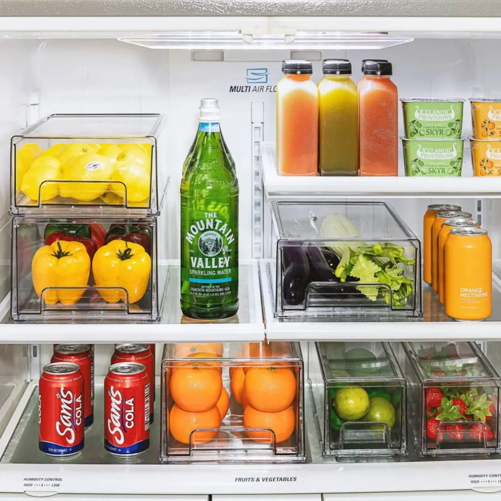 Sorbus Clear Stackable Pull Out Refrigerator Organizer Bins - for Kitchen, Refrigerator, Freezer, Organization and Storage