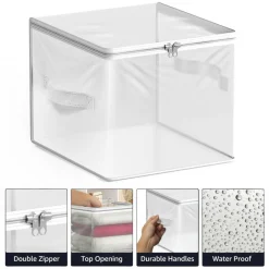 Sorbus Clear Storage Cube with Zipper & Carry Handles