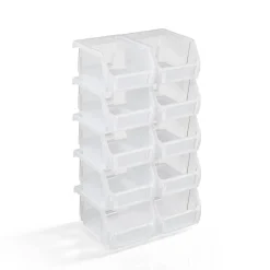 Sorbus Extra Small Open Front Stackable Garage Storage Bin – Heavy Duty Plastic Organizer Tote for Tools, Hardware & Shelving