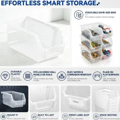 Sorbus Extra Small Open Front Stackable Garage Storage Bin – Heavy Duty Plastic Organizer Tote for Tools, Hardware & Shelving