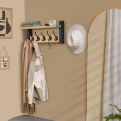 Sorbus Floating Wall Shelf with Hooks for Entryway, Bathroom, Bedroom, Kitchen, or Mudroom