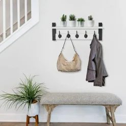 Sorbus Floating Wall Shelf with Hooks for Entryway, Bathroom, Bedroom, Kitchen, or Mudroom