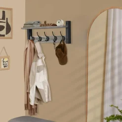 Sorbus Floating Wall Shelf with Hooks for Entryway, Bathroom, Bedroom, Kitchen, or Mudroom