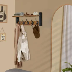 Sorbus Floating Wall Shelf with Hooks for Entryway, Bathroom, Bedroom, Kitchen, or Mudroom
