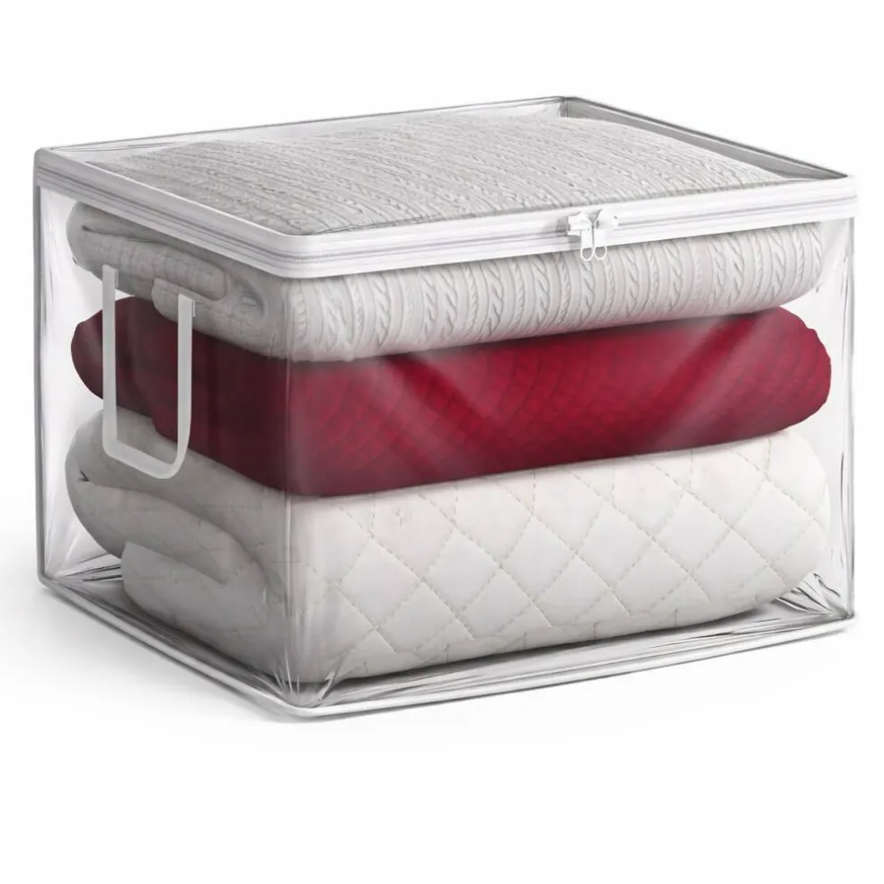 Sorbus Foldable Large Clear Plastic Bags with Zipper & Carry Handles