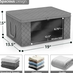 Sorbus Medium Clothes Storage Bags 6 Pack - Foldable Blanket Organizer Bins with Window, Lids, and Handles