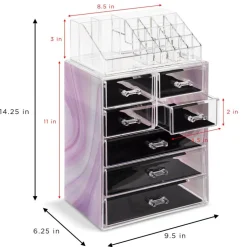Sorbus Medium Makeup Organizer Set - (3 Large / 4 Small Drawers/Top Tray)