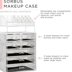 Sorbus Medium Makeup Organizer Set - (3 Large / 4 Small Drawers/Top Tray)