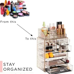 Sorbus Medium Makeup Organizer Set - (3 Large / 4 Small Drawers/Top Tray)