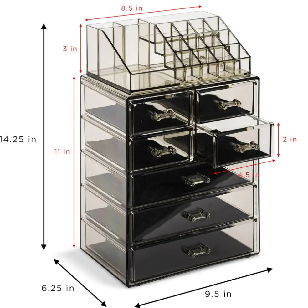 Sorbus Medium Makeup Organizer Set - (3 Large / 4 Small Drawers/Top Tray)
