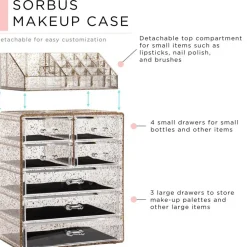 Sorbus Medium Makeup Organizer Set - (3 Large / 4 Small Drawers/Top Tray)