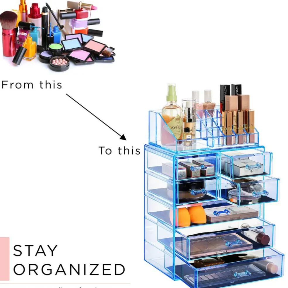 Sorbus Medium Makeup Organizer Set - (3 Large / 4 Small Drawers/Top Tray)
