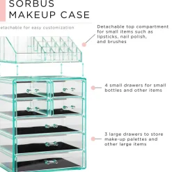 Sorbus Medium Makeup Organizer Set - (3 Large / 4 Small Drawers/Top Tray)
