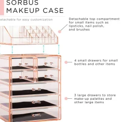 Sorbus Medium Makeup Organizer Set - (3 Large / 4 Small Drawers/Top Tray)