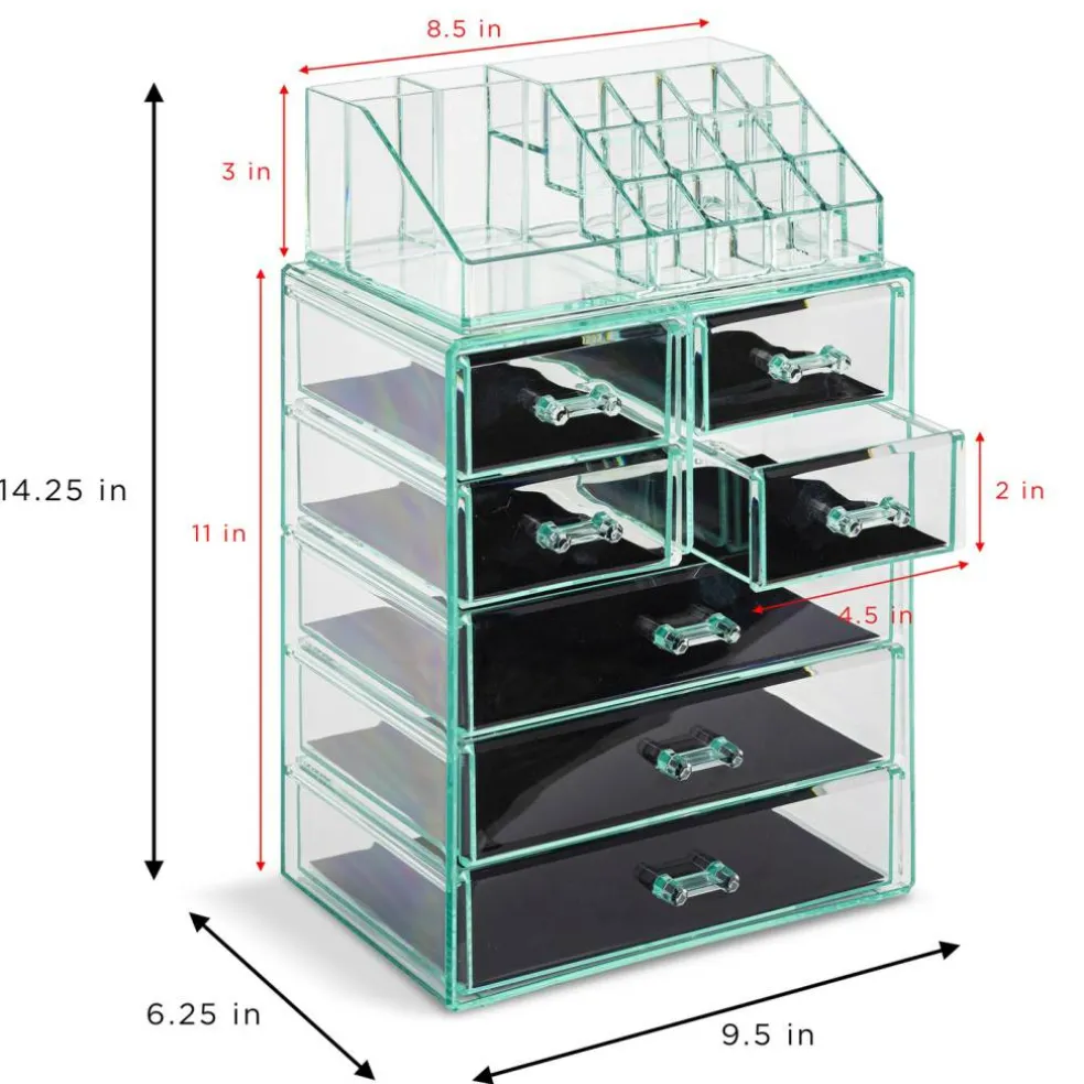 Sorbus Medium Makeup Organizer Set - (3 Large / 4 Small Drawers/Top Tray)