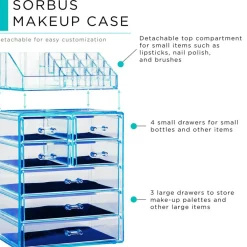 Sorbus Medium Makeup Organizer Set - (3 Large / 4 Small Drawers/Top Tray)