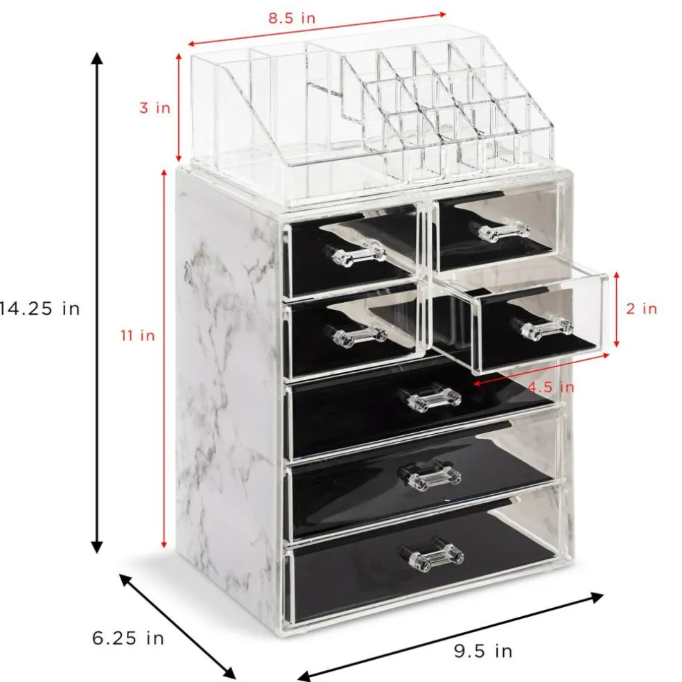 Sorbus Medium Makeup Organizer Set - (3 Large / 4 Small Drawers/Top Tray)