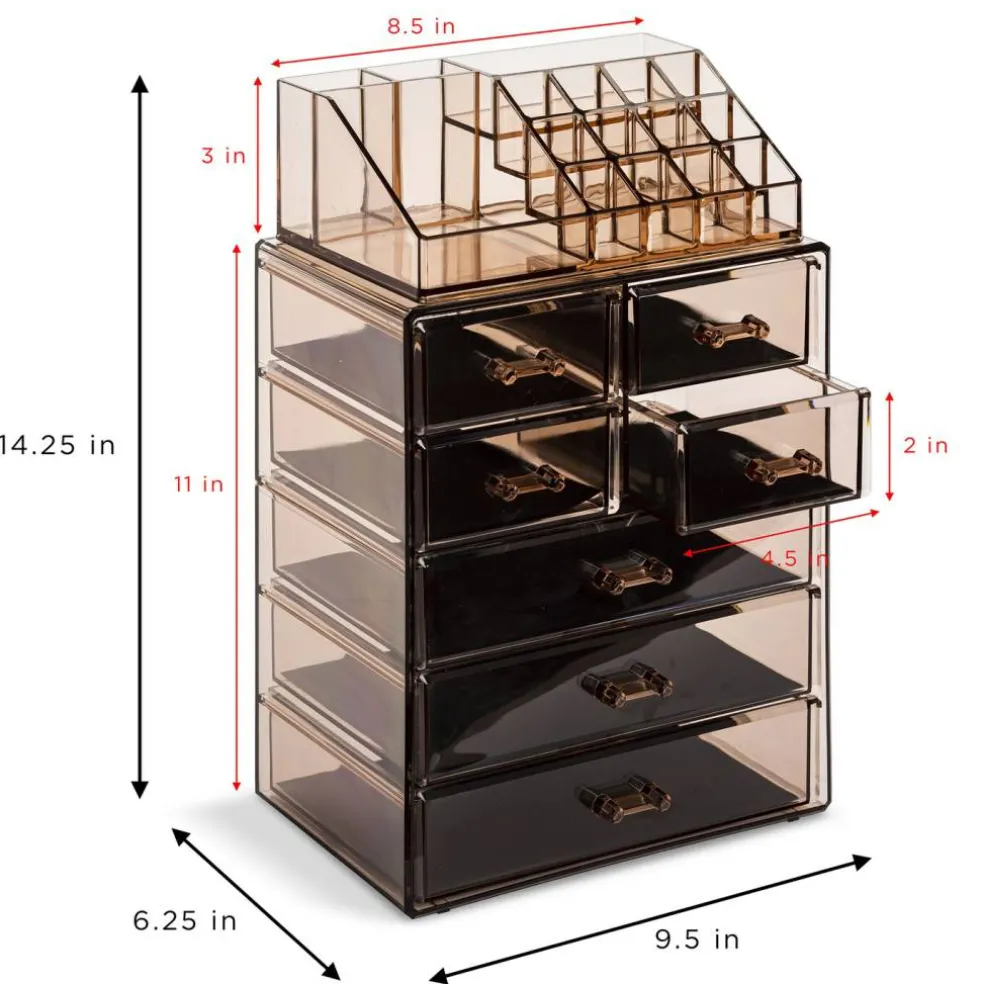 Sorbus Medium Makeup Organizer Set - (3 Large / 4 Small Drawers/Top Tray)