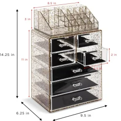 Sorbus Medium Makeup Organizer Set - (3 Large / 4 Small Drawers/Top Tray)