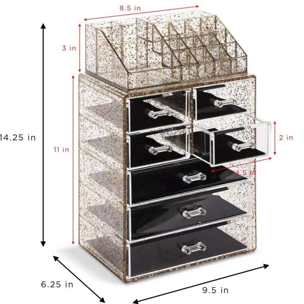 Sorbus Medium Makeup Organizer Set - (3 Large / 4 Small Drawers/Top Tray)