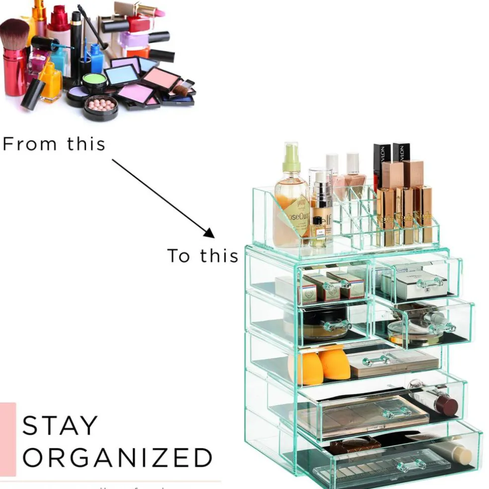 Sorbus Medium Makeup Organizer Set - (3 Large / 4 Small Drawers/Top Tray)