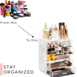 Sorbus Medium Makeup Organizer Set - (3 Large / 4 Small Drawers/Top Tray)
