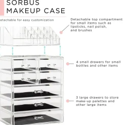 Sorbus Medium Makeup Organizer Set - (3 Large / 4 Small Drawers/Top Tray)