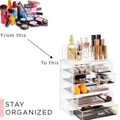 Sorbus Medium Makeup Organizer Set - (3 Large / 4 Small Drawers/Top Tray)