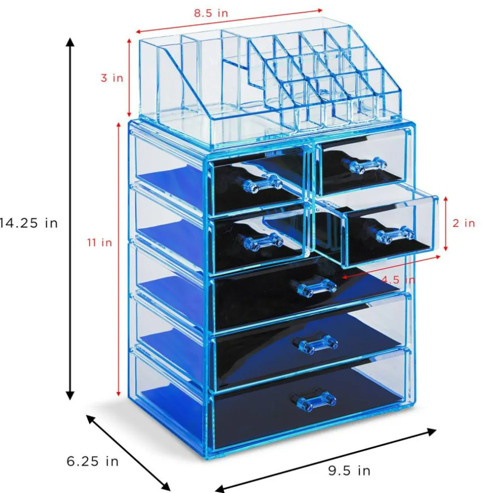 Sorbus Medium Makeup Organizer Set - (3 Large / 4 Small Drawers/Top Tray)