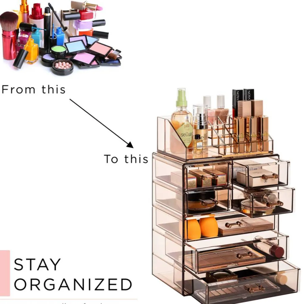 Sorbus Medium Makeup Organizer Set - (3 Large / 4 Small Drawers/Top Tray)