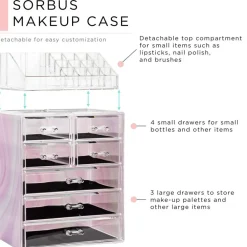 Sorbus Medium Makeup Organizer Set - (3 Large / 4 Small Drawers/Top Tray)