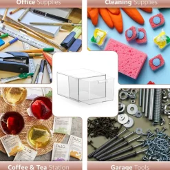 Sorbus 2 Pack Clear Stackable Acrylic Drawer Makeup Organizers - for Vanity, Bathroom, Under Sink, Cabinets, Jewelry, and More
