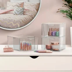 Sorbus 2 Pack Clear Stackable Acrylic Drawer Makeup Organizers - for Vanity, Bathroom, Under Sink, Cabinets, Jewelry, and More