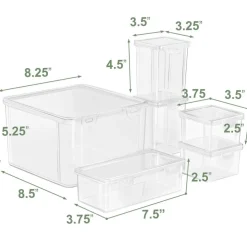 Sorbus 6-Piece Hardware Storage Container Set with Built in Lids - Stackable Organizational Tool Storage - Screws, Bolts, Nails and More