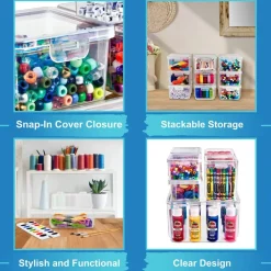 Sorbus 6-Piece Hardware Storage Container Set with Built in Lids - Stackable Organizational Tool Storage - Screws, Bolts, Nails and More