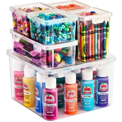 Sorbus 6-Piece Hardware Storage Container Set with Built in Lids - Stackable Organizational Tool Storage - Screws, Bolts, Nails and More