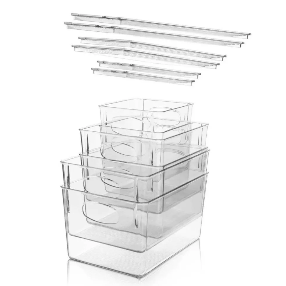 Sorbus Small, Medium & Large Clear 6 Bin Set