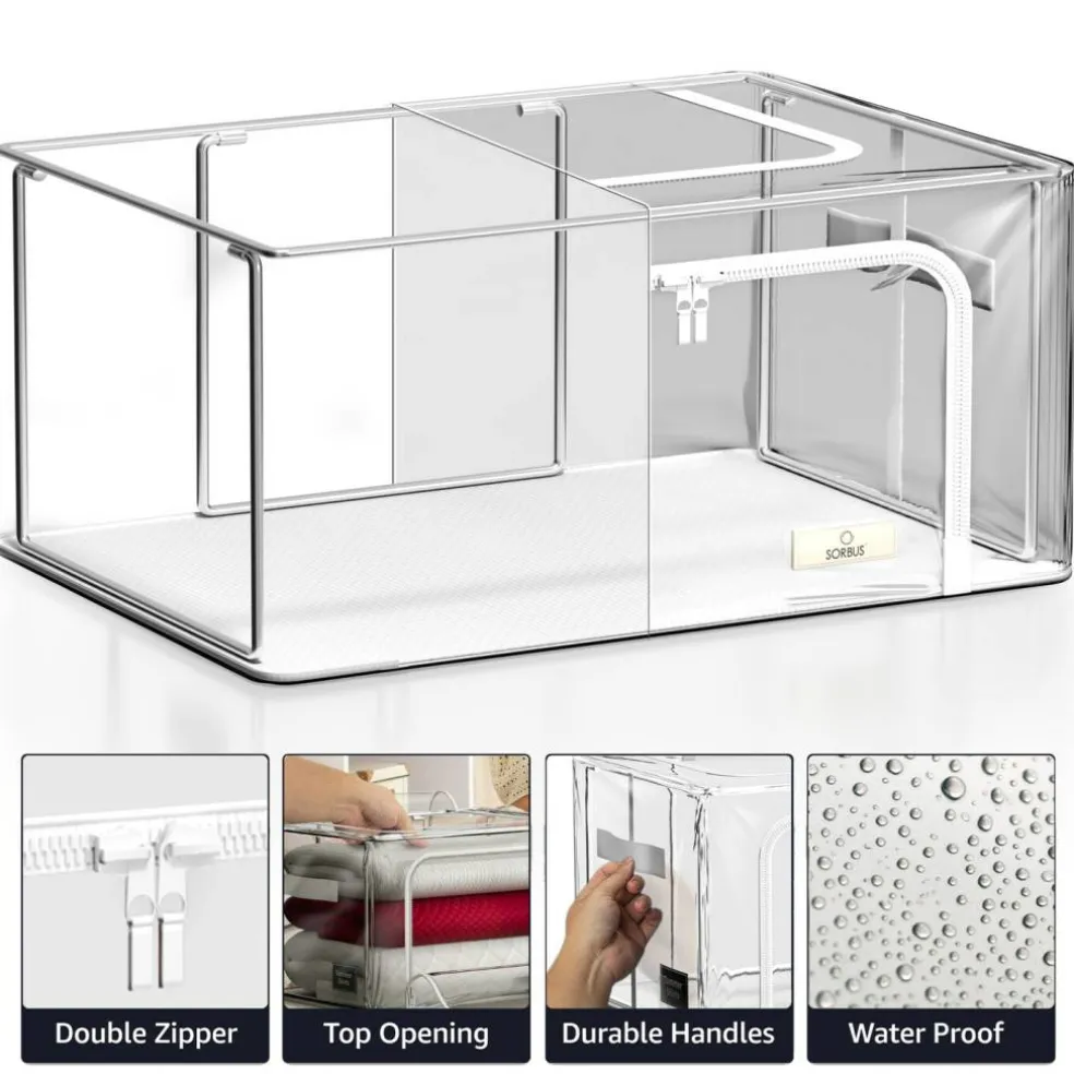 Sorbus Stackable & Foldable Clear Plastic Storage Bags