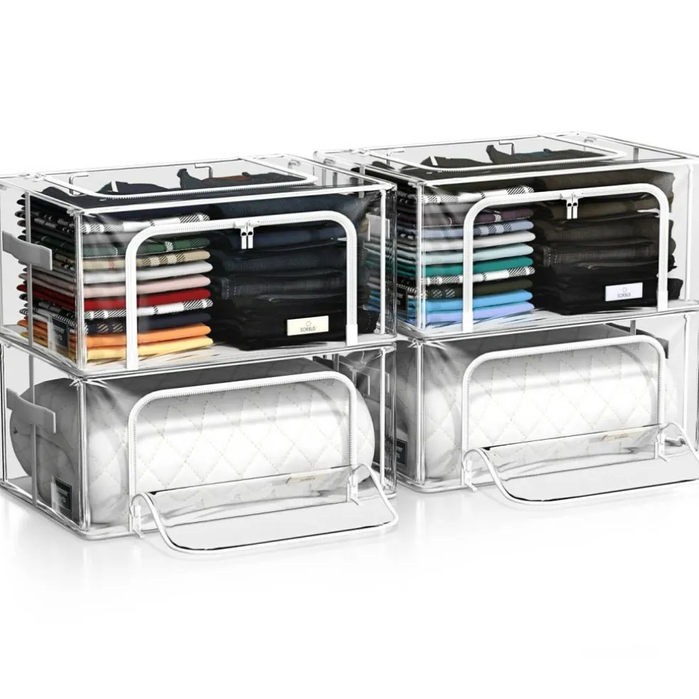 Sorbus Stackable & Foldable Clear Plastic Storage Bags