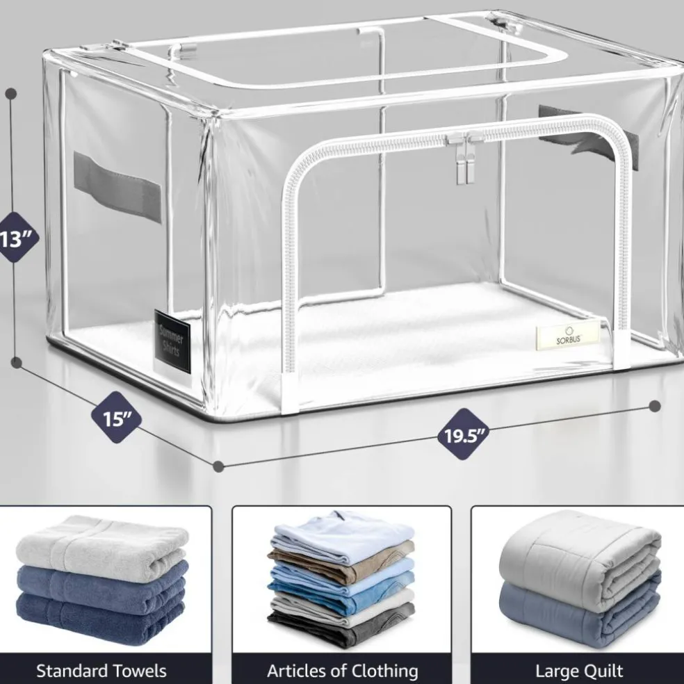 Sorbus Stackable & Foldable Clear Plastic Storage Bags