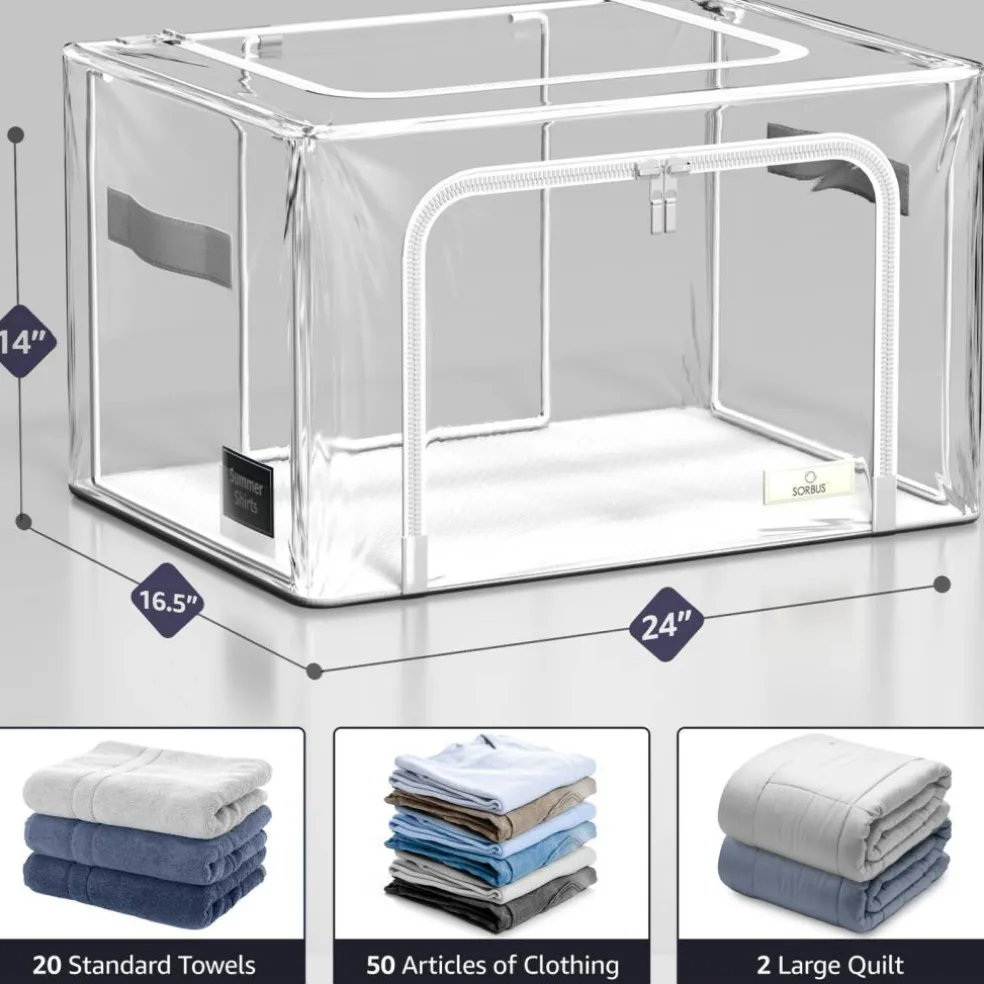 Sorbus Stackable & Foldable Clear Plastic Storage Bags