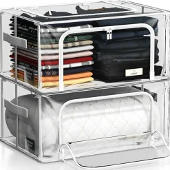 Sorbus Stackable & Foldable Clear Plastic Storage Bags