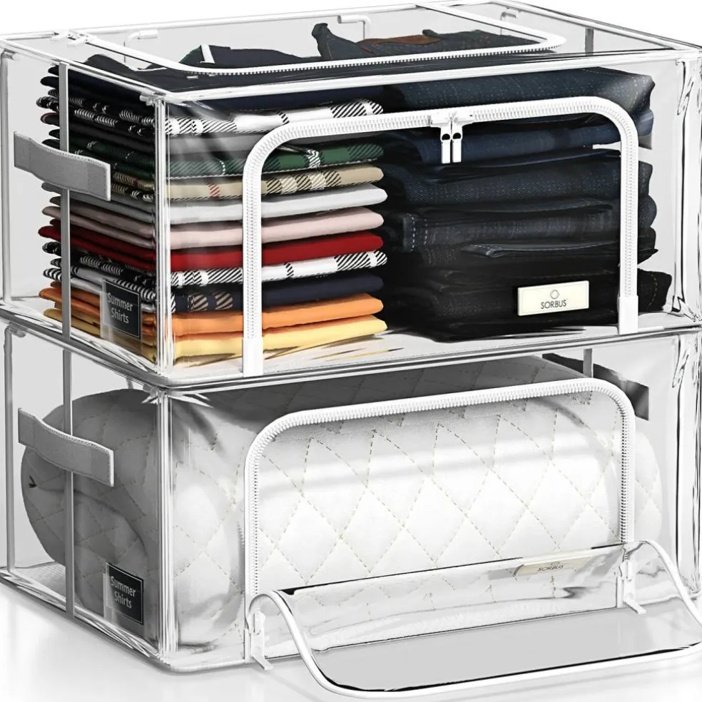 Sorbus Stackable & Foldable Clear Plastic Storage Bags