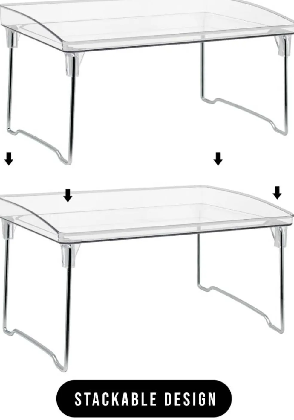 Sorbus Stackable Shelves for Cabinets & Countertop - Storage Shelf Organizer Stand Racks- Foldable Shelves for Undersink, Kitchen Cabinets, Pantry, Countertops, Clear Plastic/Metal