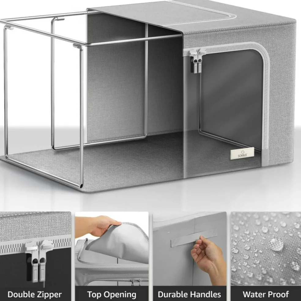Sorbus Storage Bins 3 Pack- Container Organizer Set with Window & Handles