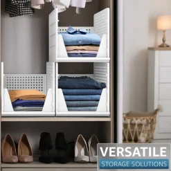Sorbus 3 Tier Open Front Plastic Stackable Baskets Stand - for Closets, Bedrooms, Bathrooms, or Pantries