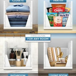 Sorbus 3 Tier Open Front Plastic Stackable Baskets Stand - for Closets, Bedrooms, Bathrooms, or Pantries